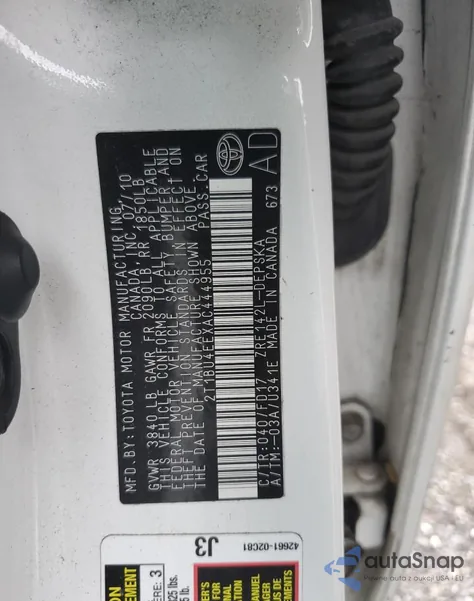 2010 Toyota Corolla Base from USA, damaged, VIN 2T1BU4EEXAC444955